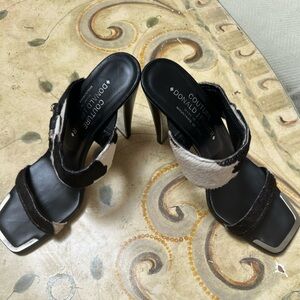 Donald J. Pliner Black and White Cowhide Heels